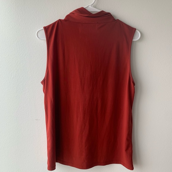 Karl Lagerfeld Paris Sleeveless Blouse Pearl Top Terracotta Red Size Small - Picture 4 of 7